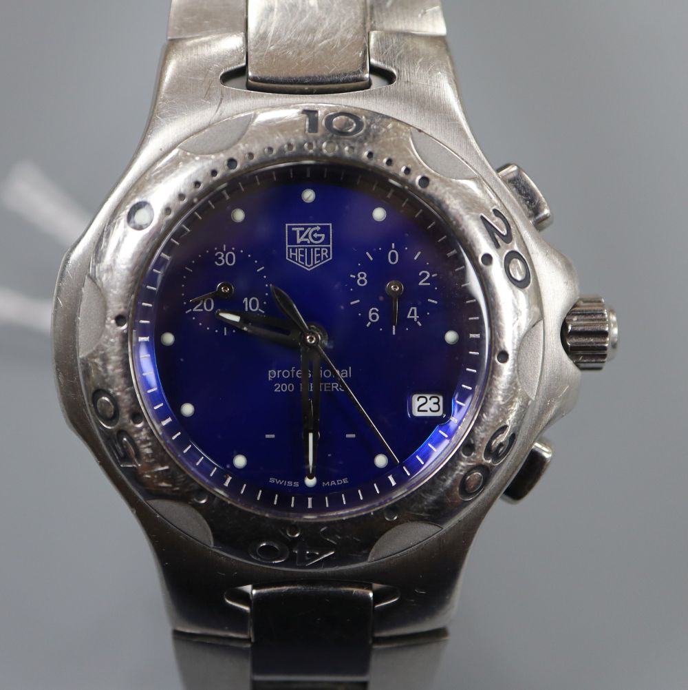 A ladys stainless steel Tag Heuer Professional quartz wrist watch, on stainless steel Tag bracelet.